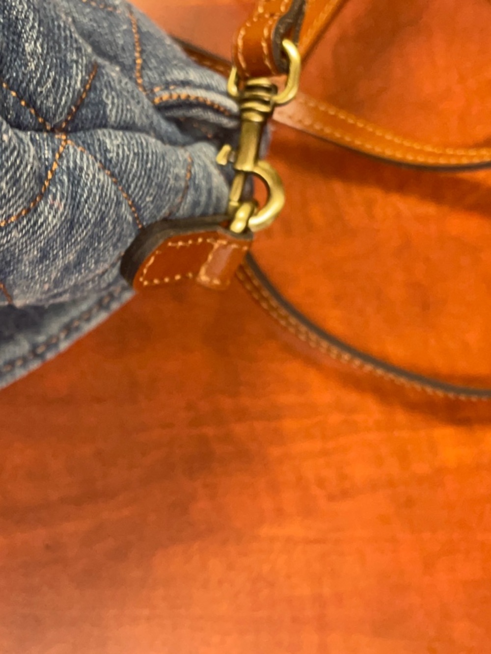 Patricia Nash Quilted Bonny Denim Crossbody Bag with Tan Leather Strap - Picture 9 of 11